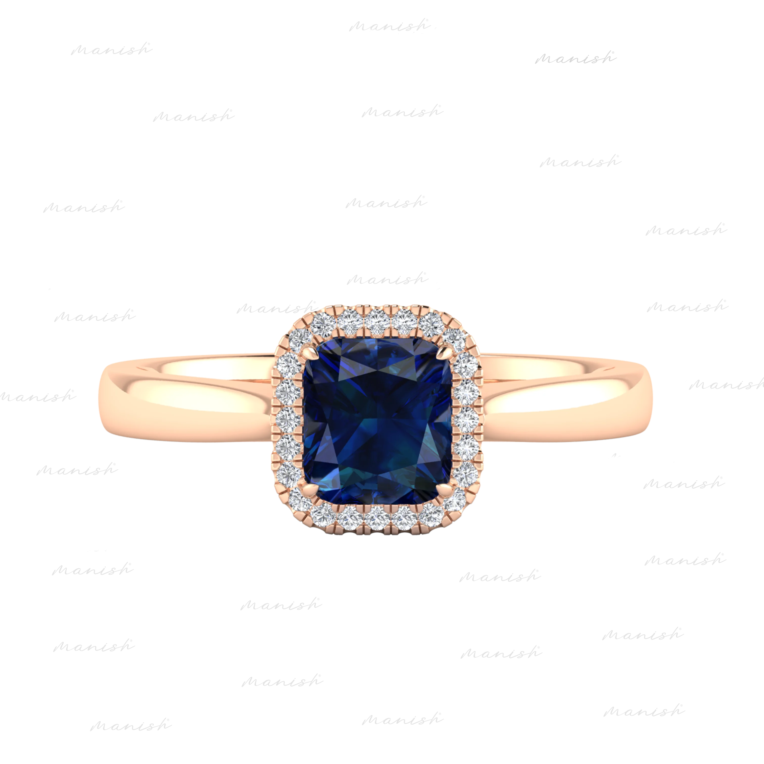 Elise Diamond and Blue Sapphire Ring